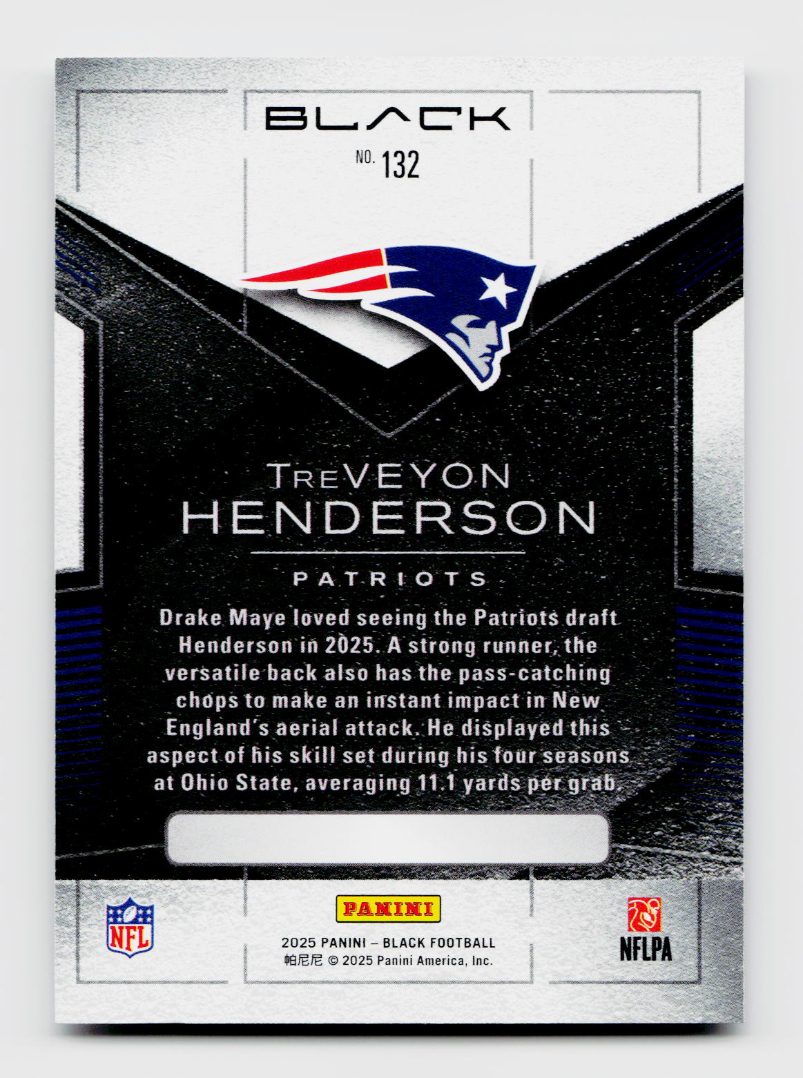 2025 Panini Black #132 TreVeyon Henderson Rookie RC Citrine SSP /30