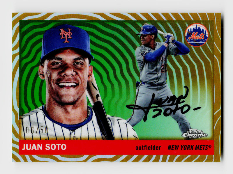 2025 Topps Chrome Platinum Juan Soto #199 Gold Vibrations Refractor /50