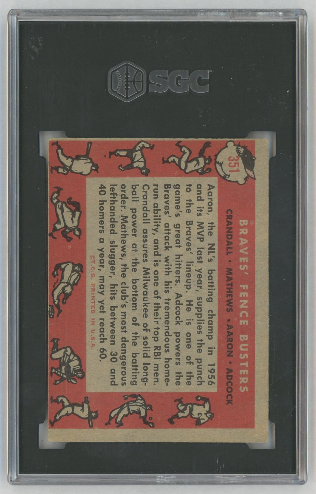 1958 Topps Braves Fence Busters Hank Aaron/Eddie Matthews #351 SGC