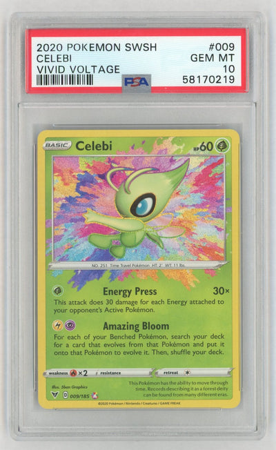 2020 Pokemon Sword and Shield Vivid Voltage Celebi #009 PSA 10