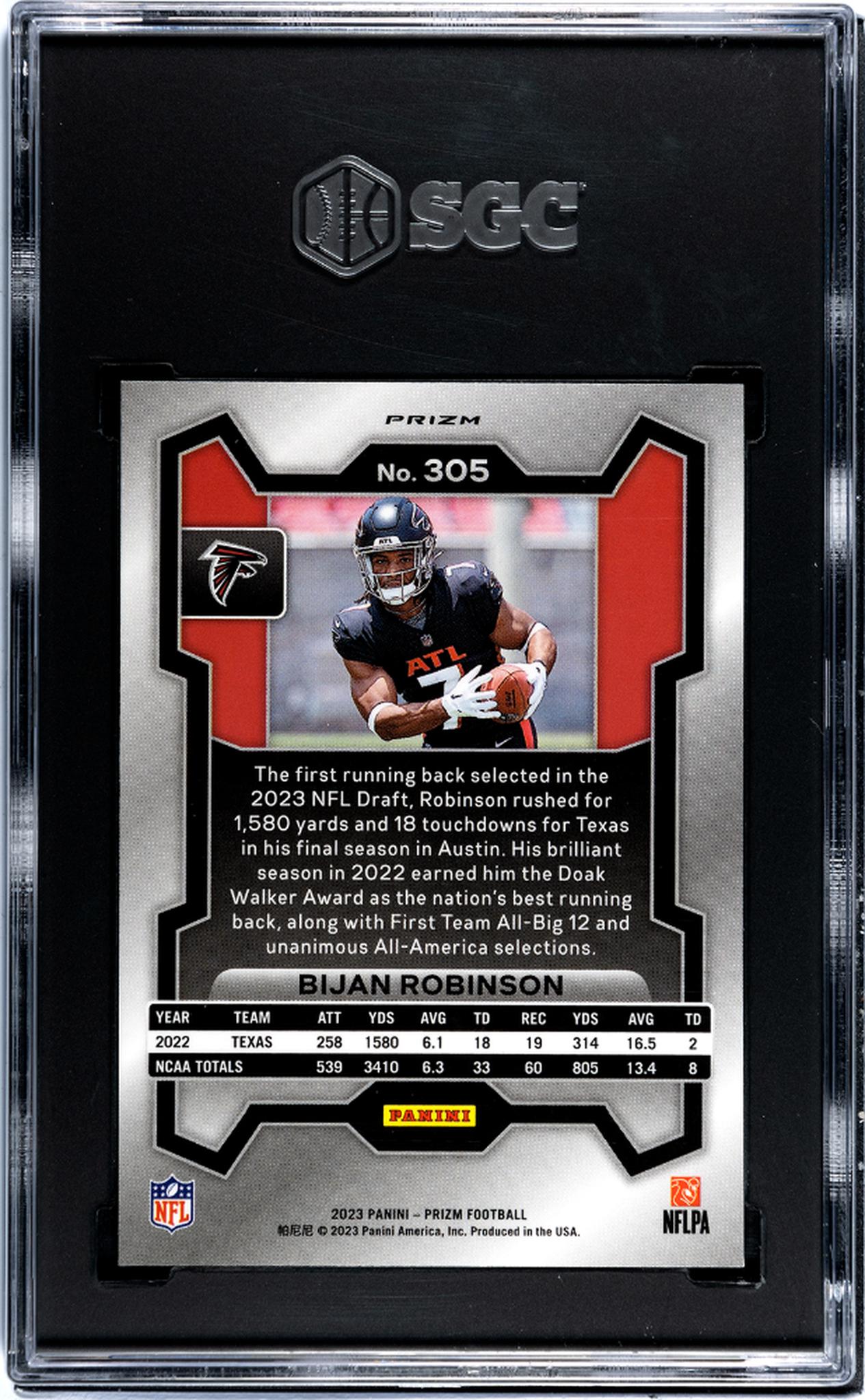 2023 Panini Prizm #305 Bijan Robinson Silver Prizm SGC 10