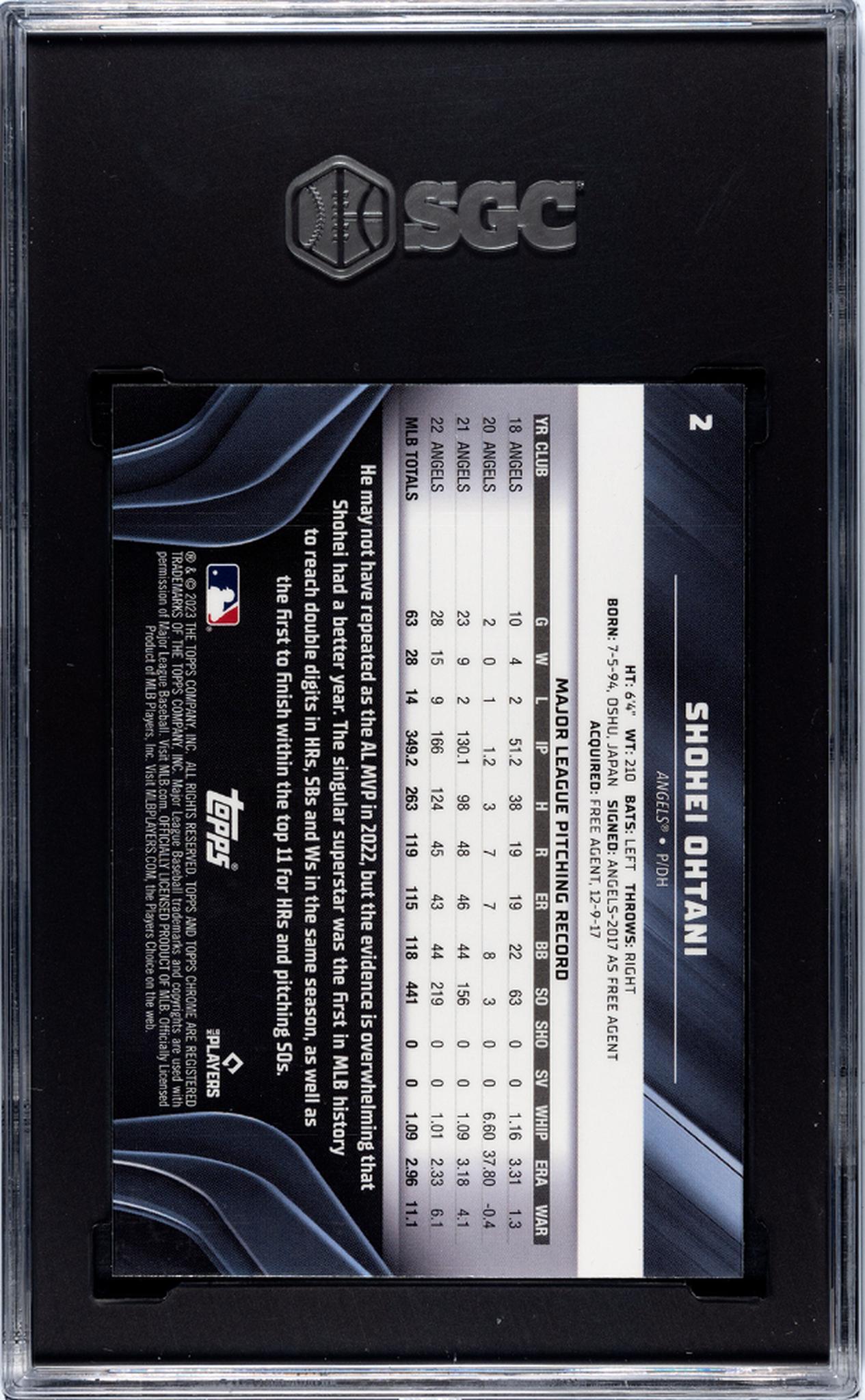 2023 Topps Chrome Black Shohei Ohtani #2 SGC 8