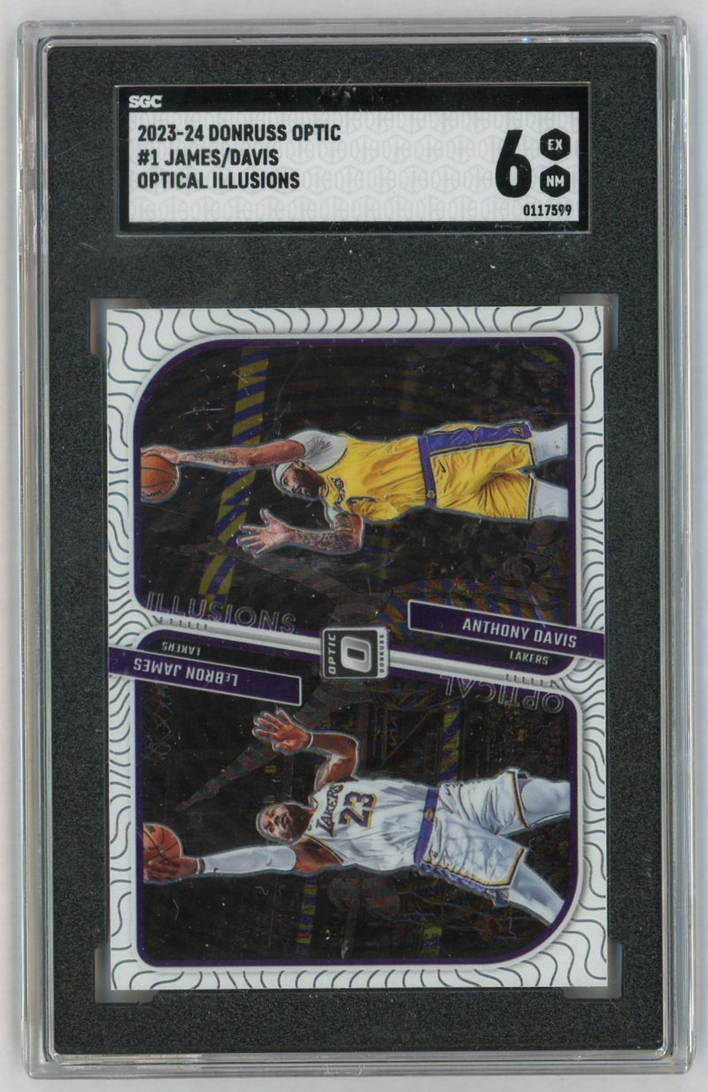 2023-24 Donruss Optic #1 LeBron James/Anthony Davis Optical Illusions SGC 6