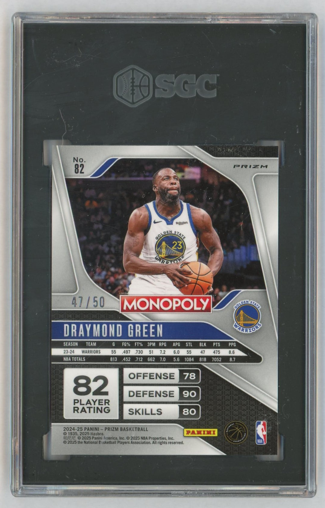 2024 Panini Prizm Monopoly #82 Draymond Green Purple Millionaire Shimmer /50 SGC 7