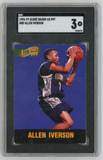 1996 Score Board All Sport PPF #80 Allen Iverson Rookie RC SGC 3