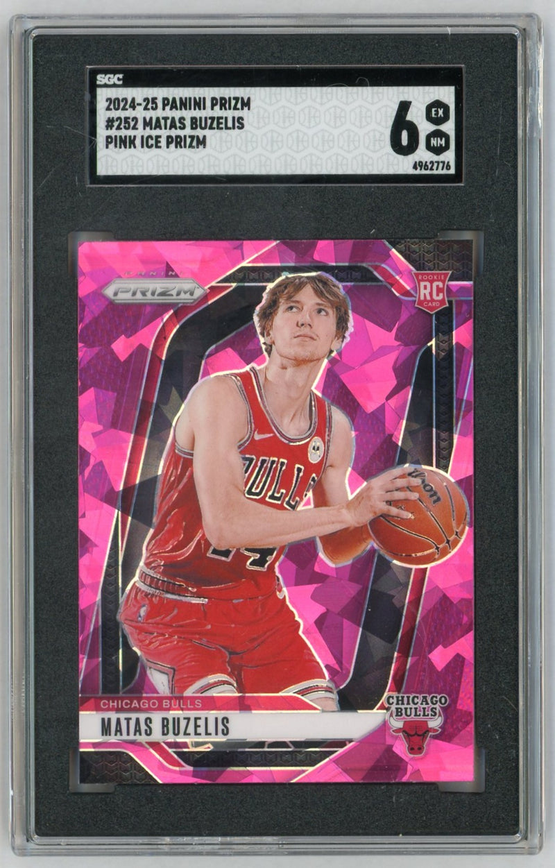 2024 Prizm #252 Matas Buzelis Pink Ice Rookie RC SGC 6
