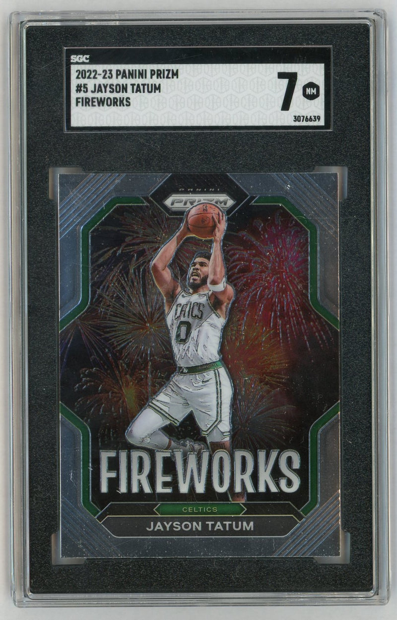 2022-23 Prizm #5 Jayson Tatum Fireworks SGC 7