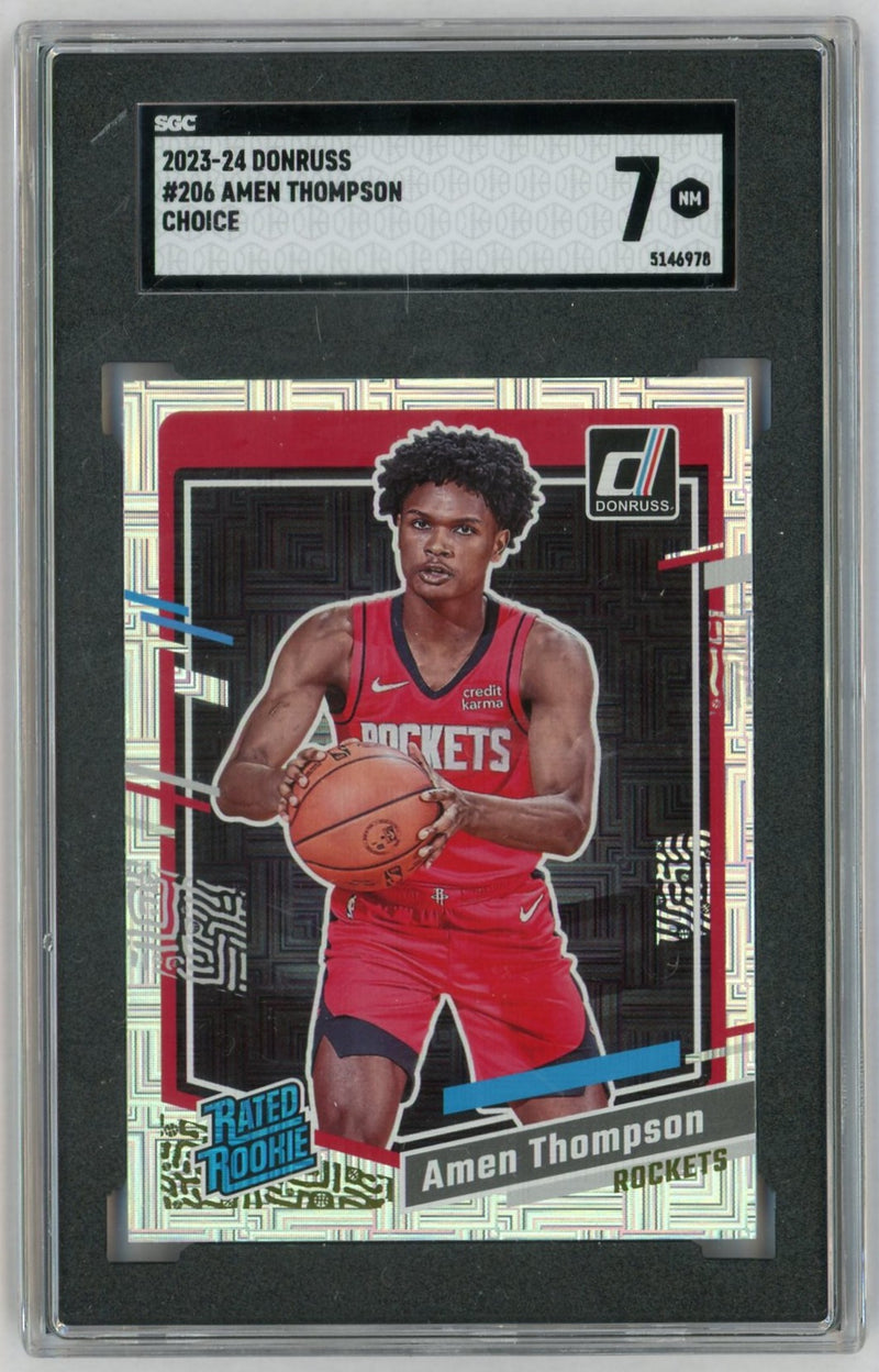 2023-24 Donruss #206 Amen Thompson Rated Rookie RC Choice SGC 7