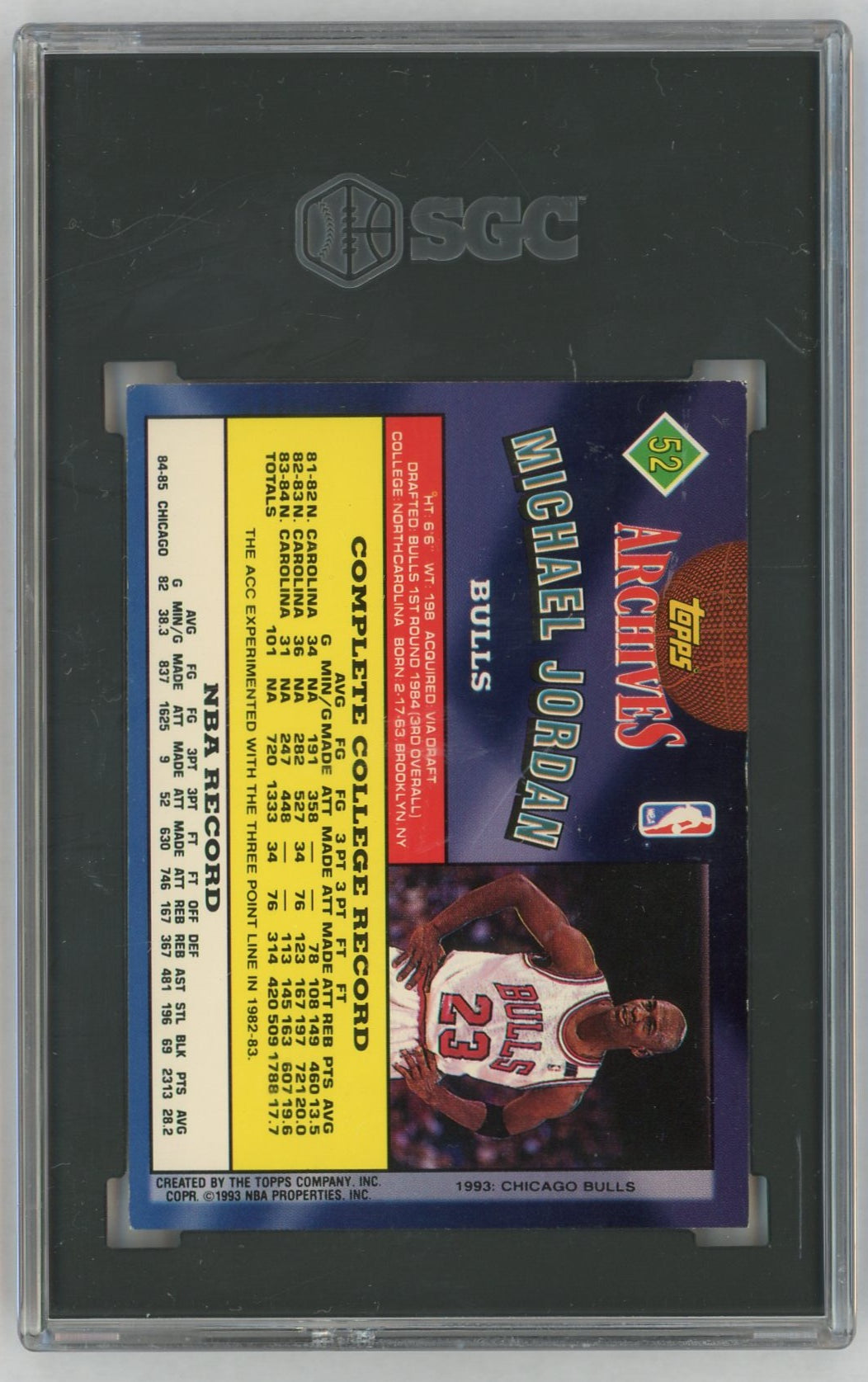 1992-93 Topps Archives #52 Michael Jordan SGC 6