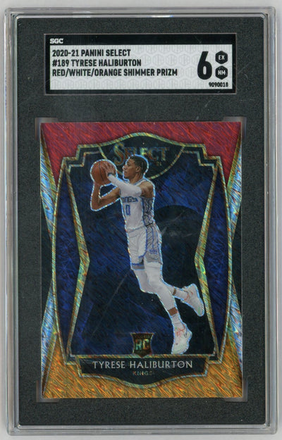 2020-21 Select #189 Tyrese Haliburton Premier Level Red/White/Orange Shimmer Rookie RC SGC 6