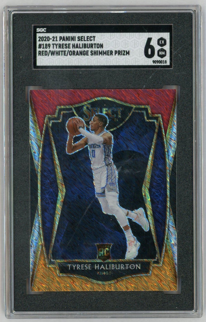 2020-21 Select #189 Tyrese Haliburton Premier Level Red/White/Orange Shimmer Rookie RC SGC 6