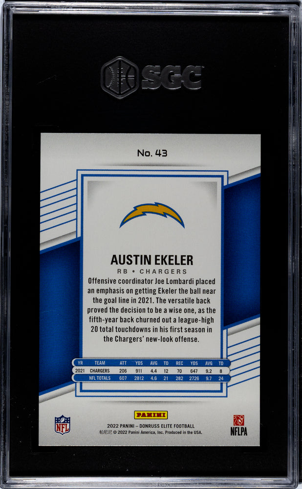 2022 Panini Elite #43 Austin Ekeler Aspirations Shimmer 6/499 SGC 9.5