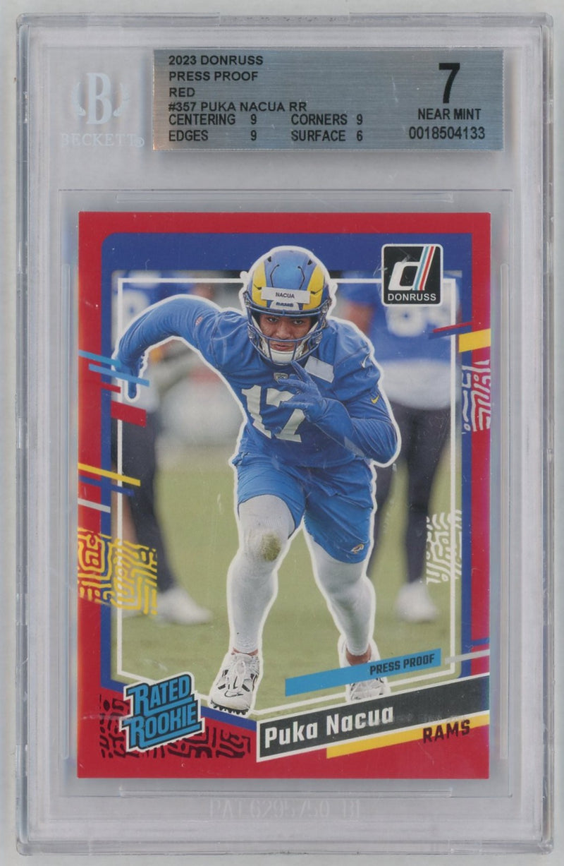 2023 Donruss #357 Puka Nacua Rated Rookie RC Red Press Proof BGS 7