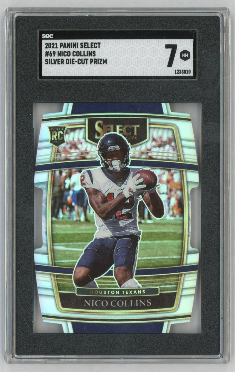 2021 Select #69 Nico Collins Silver Die-Cut Rookie RC SGC 7