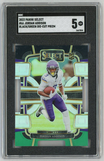 2023 Select #66 Jordan Addison Black/Green Die-Cut Rookie RC SGC 5