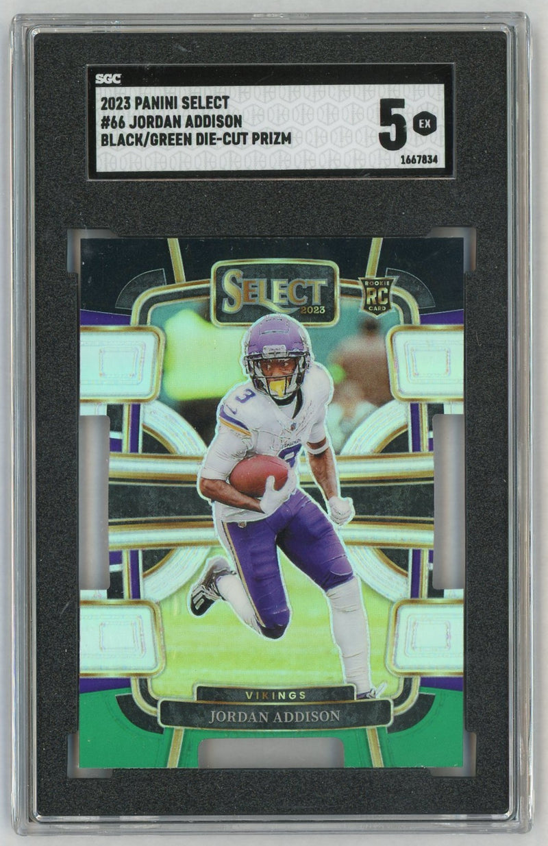 2023 Select #66 Jordan Addison Black/Green Die-Cut Rookie RC SGC 5