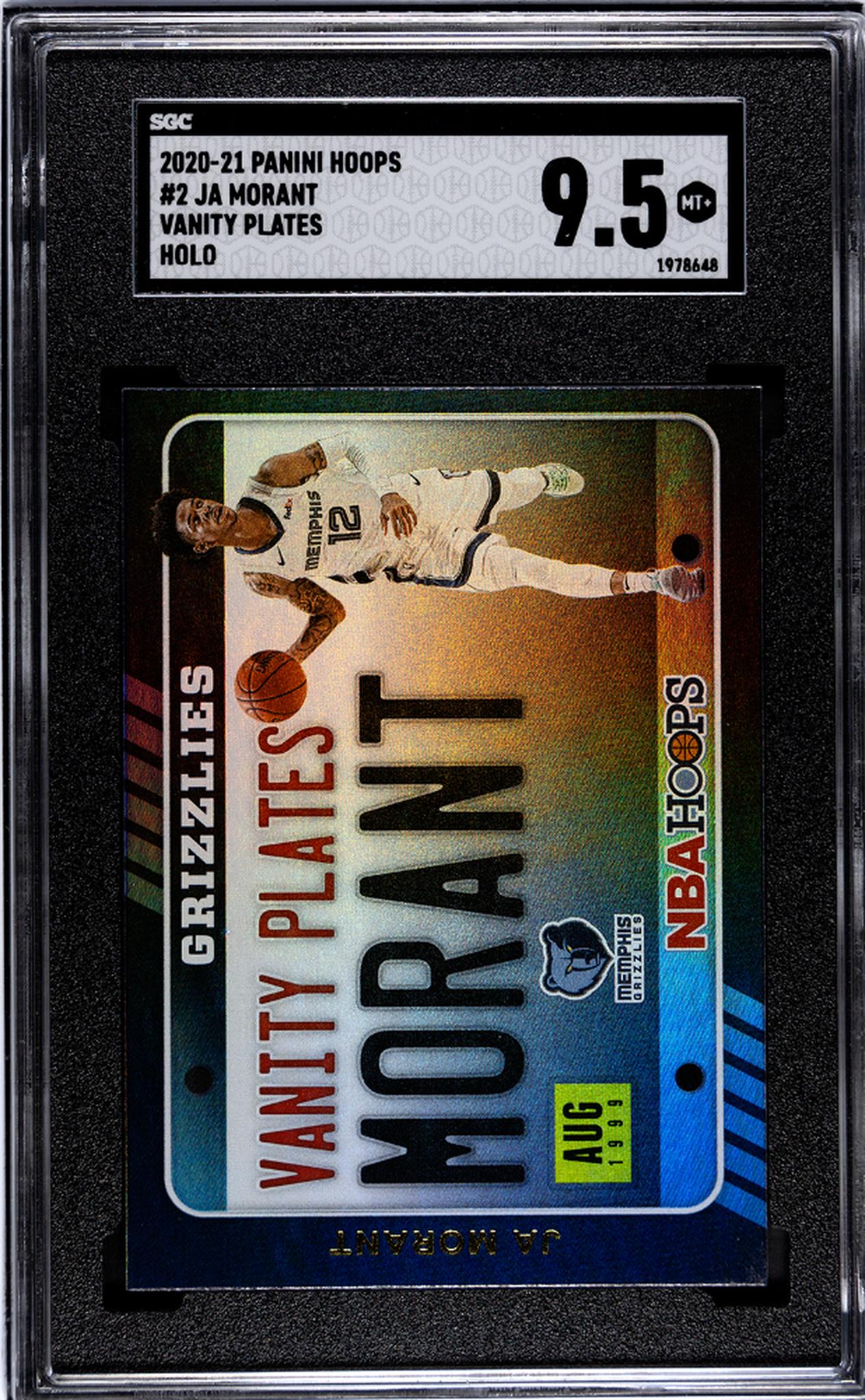 2020-21 Panini Hoops #2 Ja Morant Vanity Plates Holo SGC 9.5