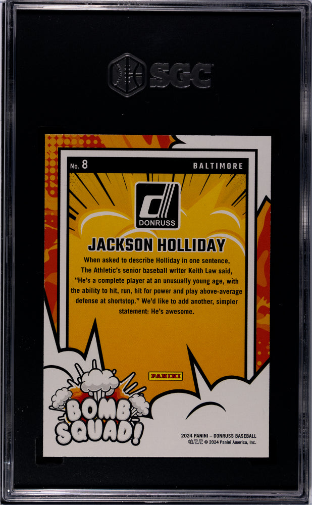 2024 Donruss #8 Jackson Holliday Bomb Squad! SGC 8.5