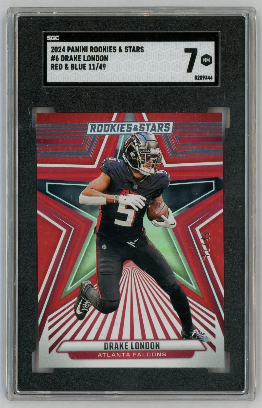 2024 Rookies & Stars Drake London Red/Blue /49 #6 SGC 7