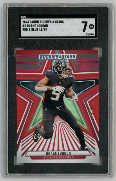 2024 Rookies & Stars Drake London Red/Blue /49 #6 SGC 7