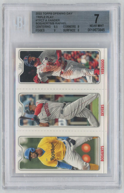 2022 Topps Opening Day #TPC-7 Xander Bogaerts/Rafael Devers/Alex Verdugo Triple Play BGS 7