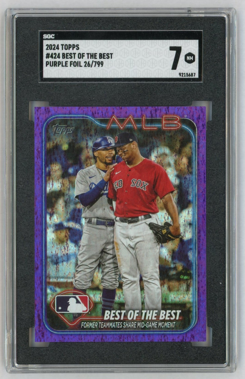 2024 Topps #424 Best of the Best Purple Foil Mookie Betts/Rafael Devers /799 SGC 7