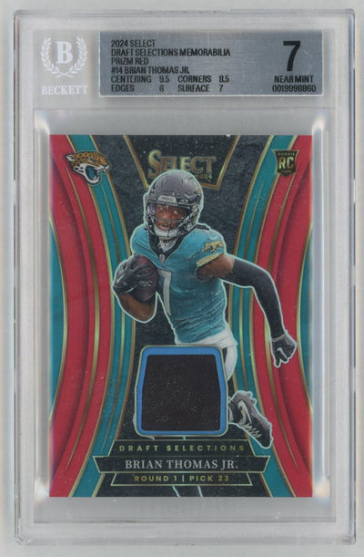 2024 Select #14 Brian Thomas Jr. Rookie RC Draft Selections Memorabilia Red Patch BGS 7