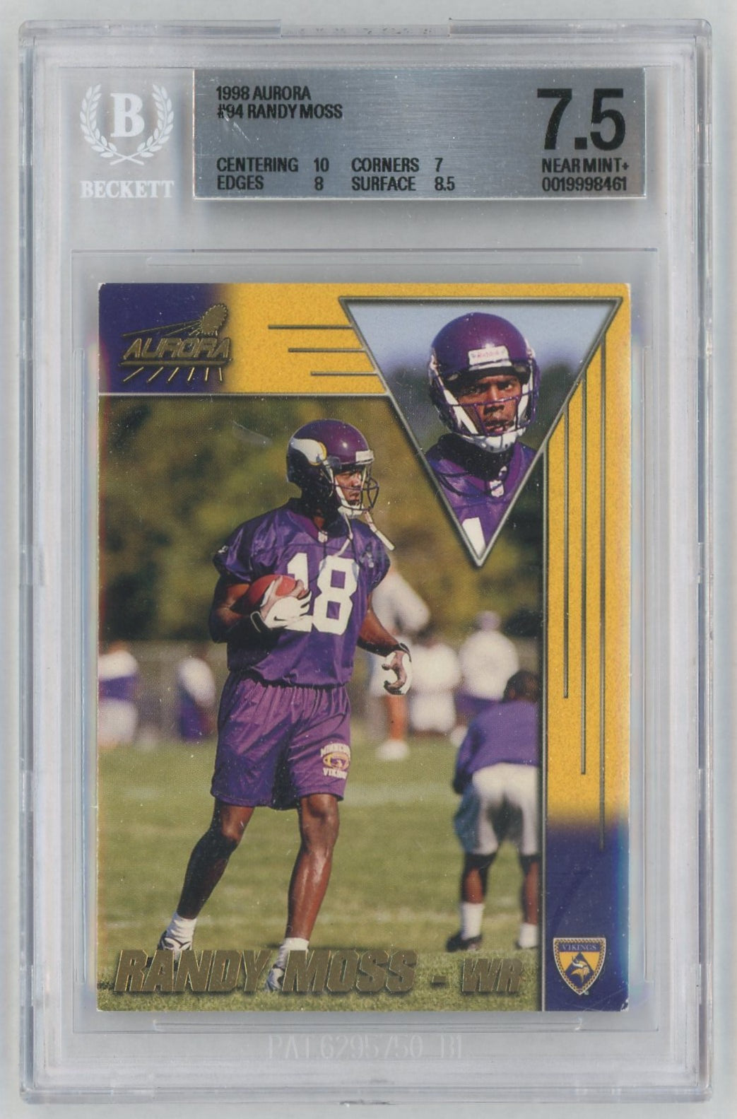 1998 Aurora #94 Randy Moss Rookie RC BGS 7.5