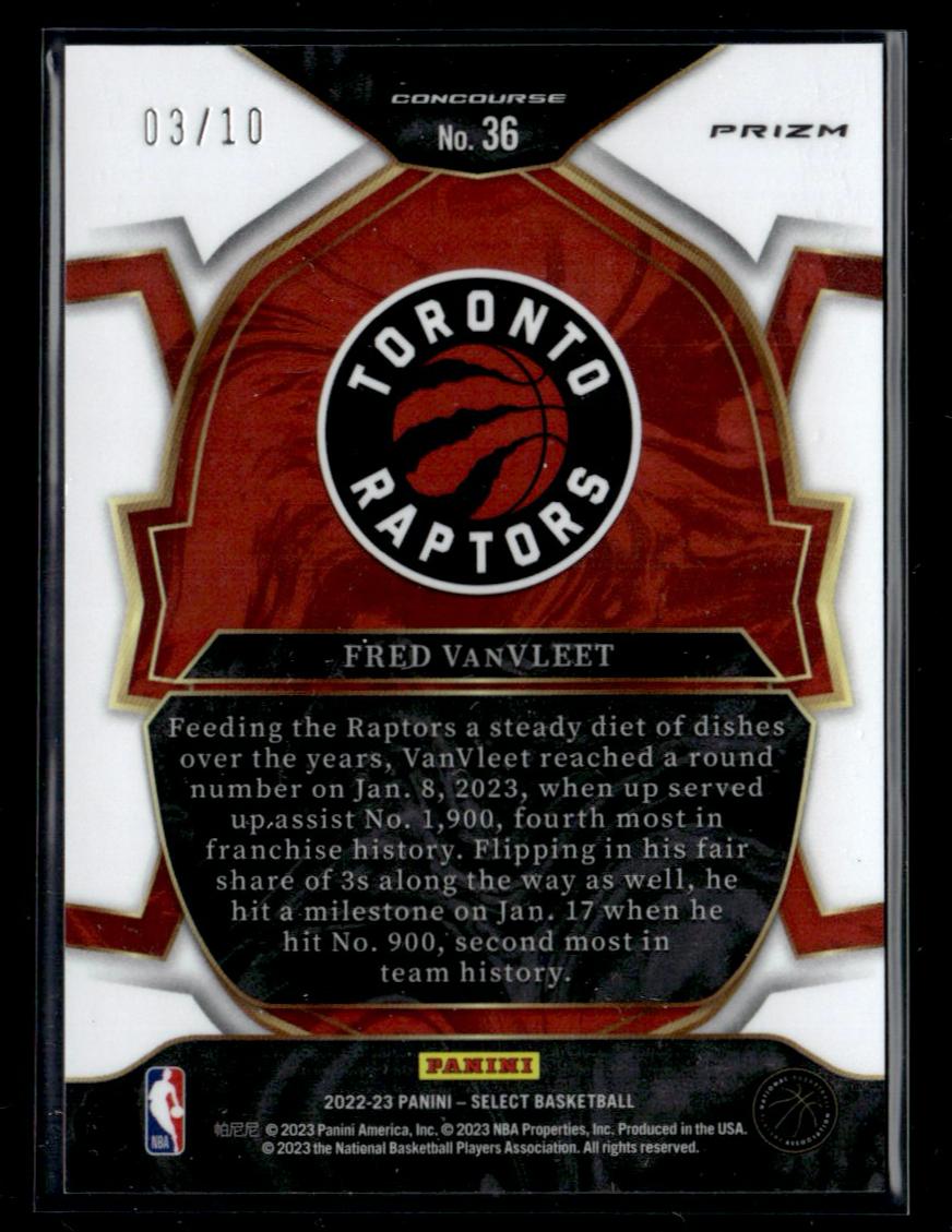 2022 Panini Prizm 36 Fred VanVleet Concourse /10 Toronto Raptors