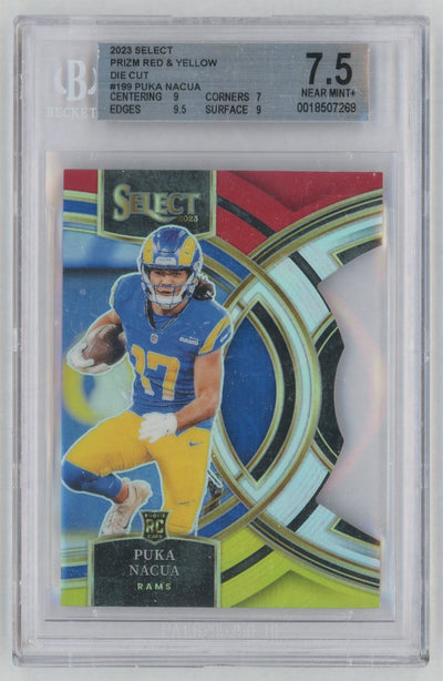 2023 Select #199 Puka Nacua Red/Yellow Die-Cut Rookie RC Premier Level BGS 7.5
