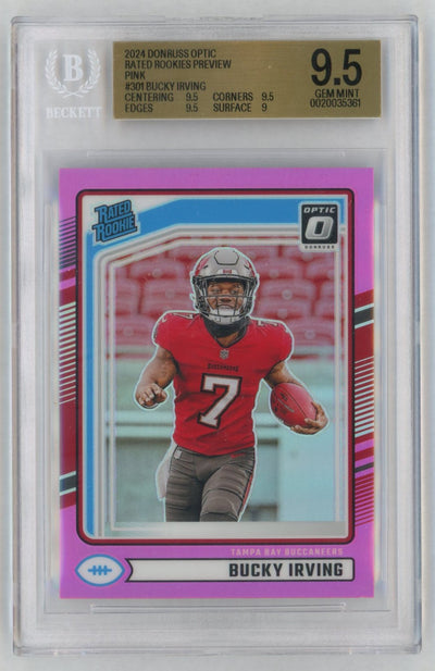 2024 Donruss Optic #301 Bucky Irving Rated Rookie RC Preview Pink BGS 9.5