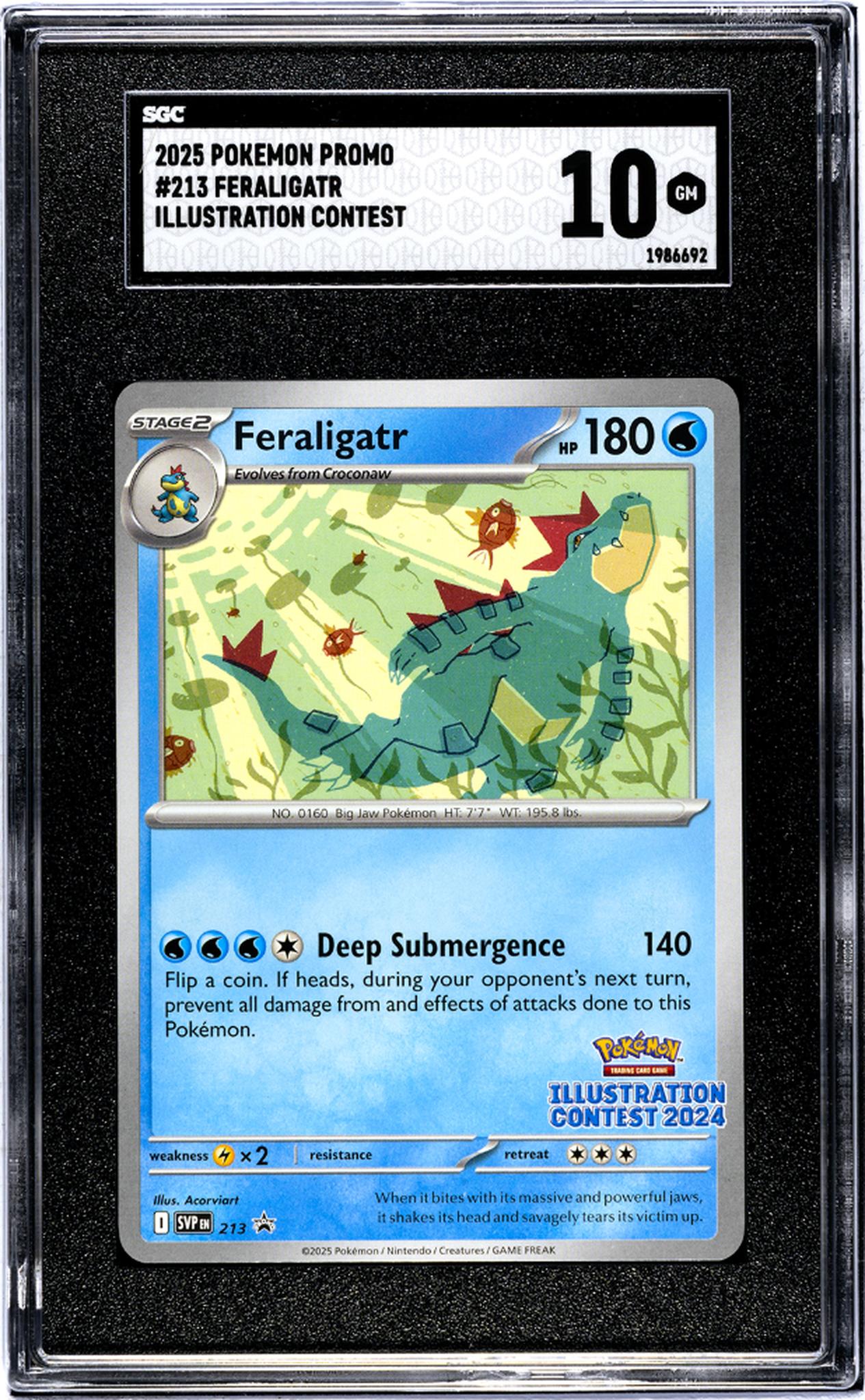 2025 Pokemon #213 Feraligatr Illustration Contest 2024 SGC 10