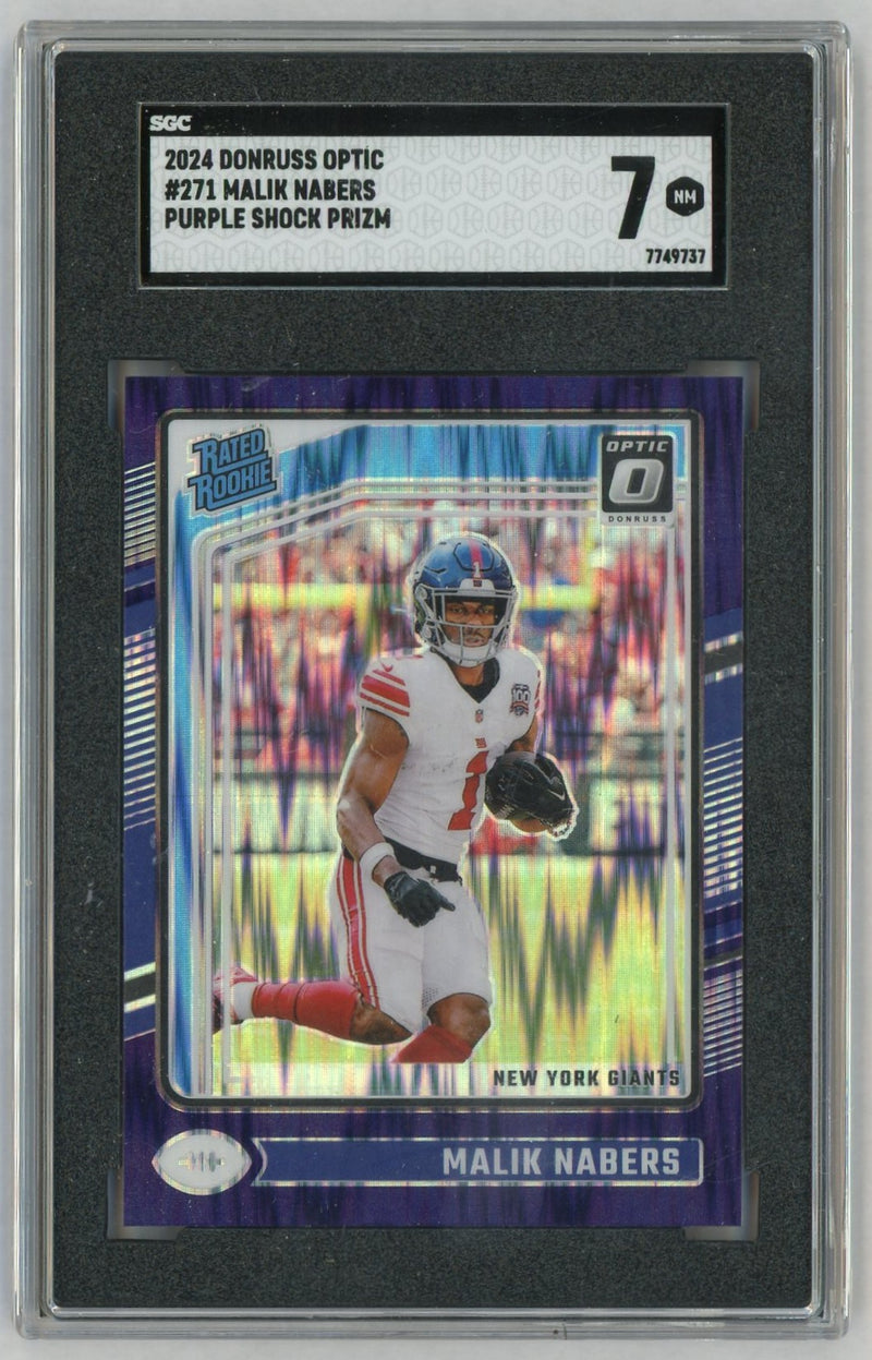 2024 Donruss Optic #271 Malik Nabers Purple Shock Rated Rookie RC SGC 7