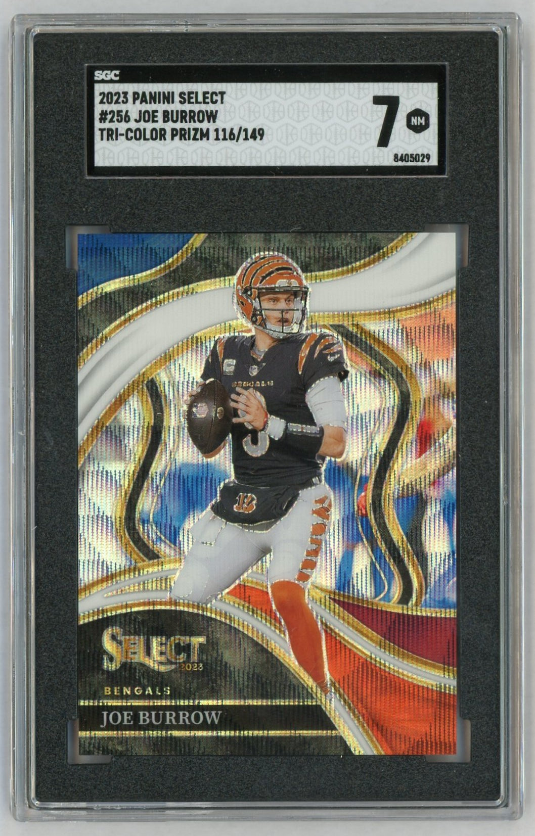 2023 Select #256 Joe Burrow Tri-Color Club Level /149 SGC 7