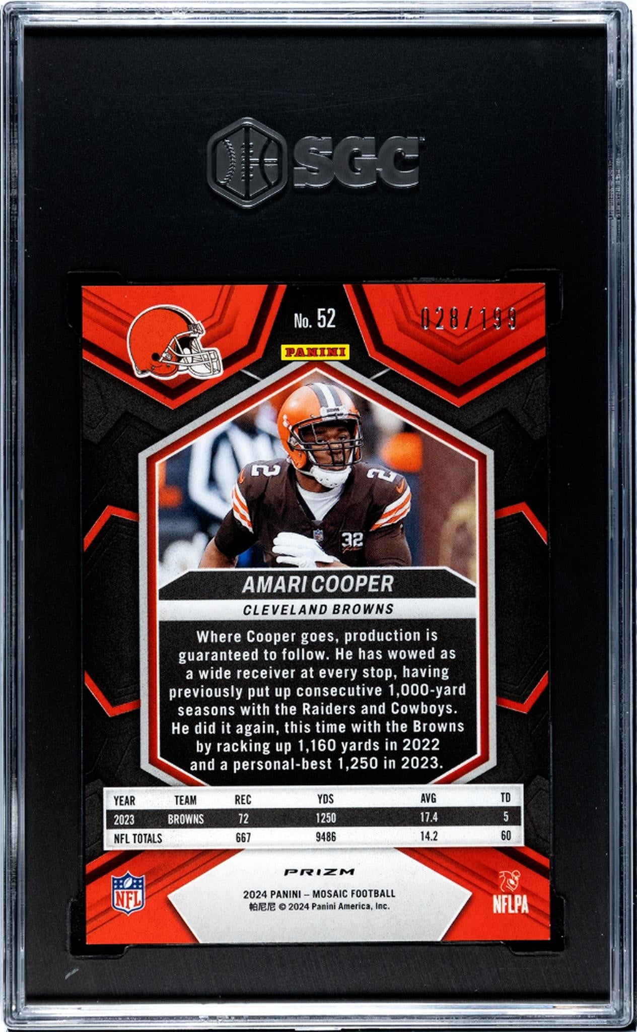 2024 Panini Mosaic #52 Amari Cooper Orange Prizm 28/199 SGC 9.5