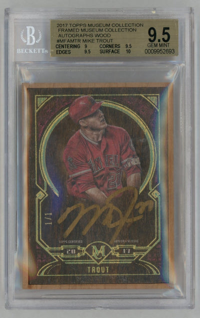 2017 Topps Museum Mike Trout Framed Wood Auto 1/1 BGS 9.5