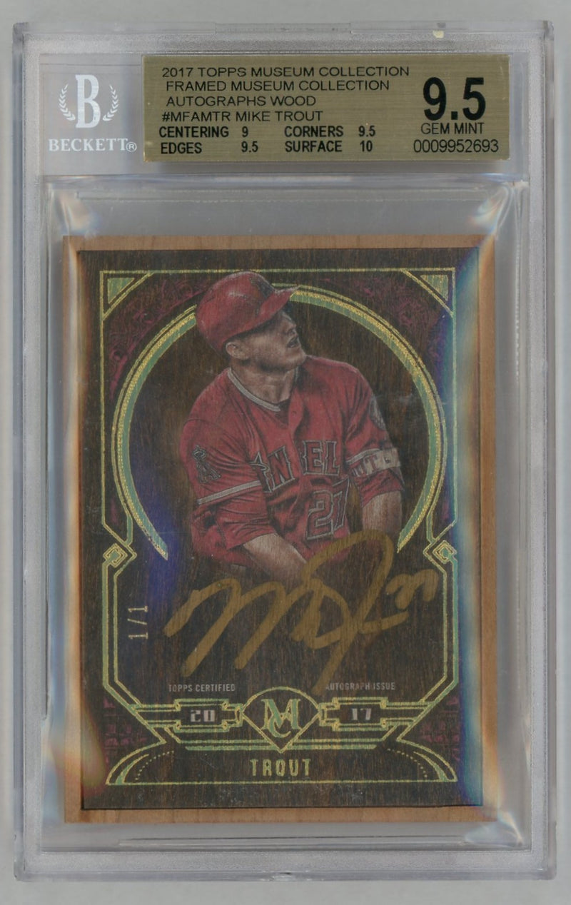 2017 Topps Museum Mike Trout Framed Wood Auto 1/1 BGS 9.5