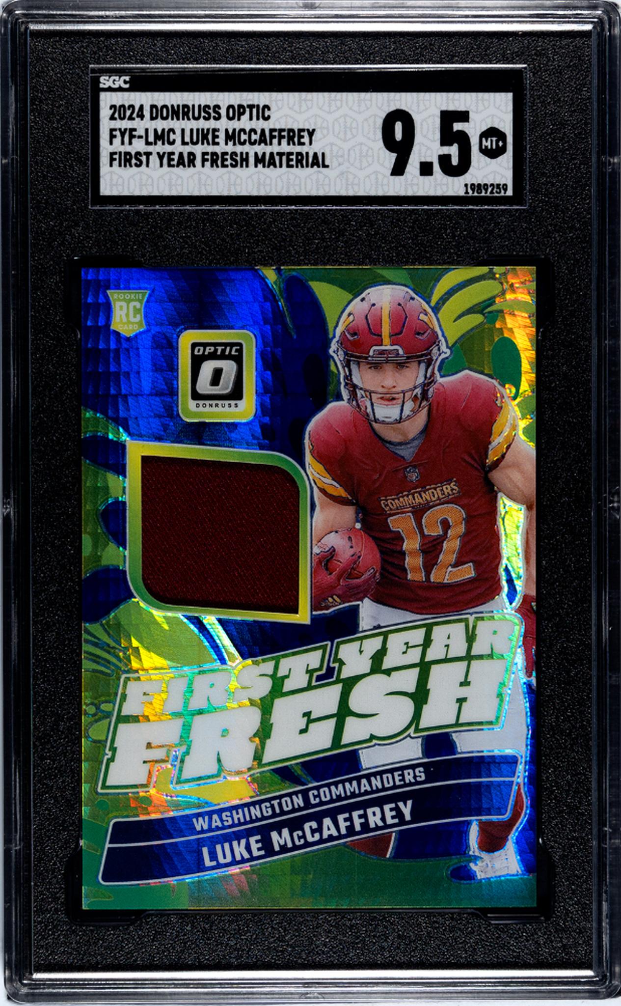 2024 Donruss Optic #FYF-LMC Luke Mccaffrey First Year Fresh Mat. SGC 9.5
