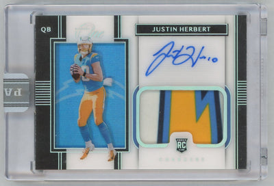 2020 Panini One #113 Justin Herbert Rookie RC Chargers Logo Patch Auto White Box 1/1