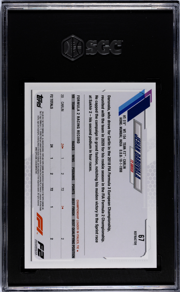 2021 Topps Chrome F1 #67 Jehan Daruvala Ref. SGC 10