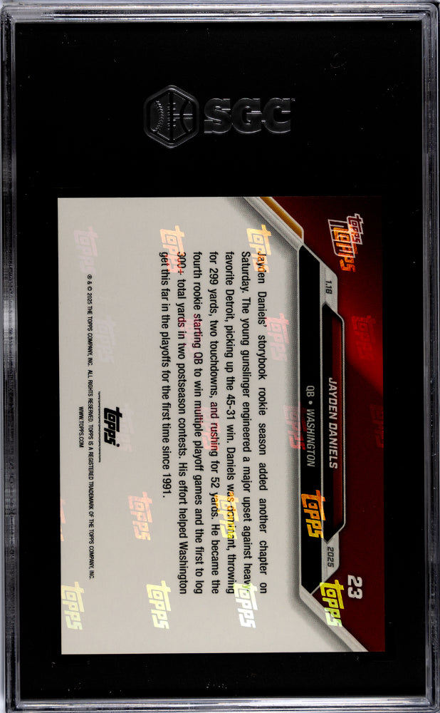 2025 Topps Now #23 Jayden Daniels /18 SGC 10