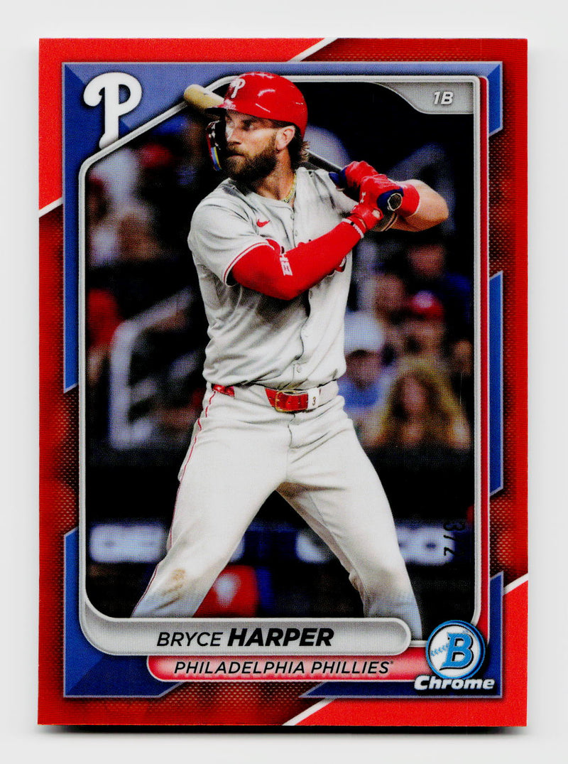 2024 Bowman Chrome Bryce Harper #40 True Orange Refractor SSP /25