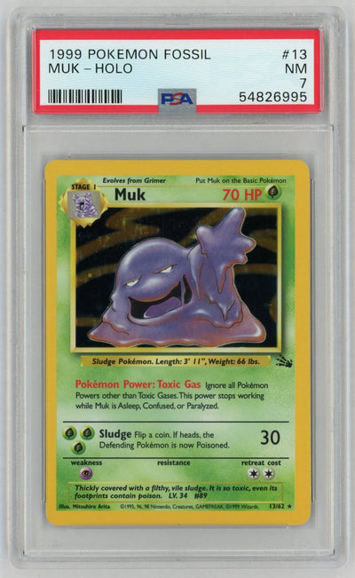 1999 Pokemon Fossil Holo Muk #13 PSA 7