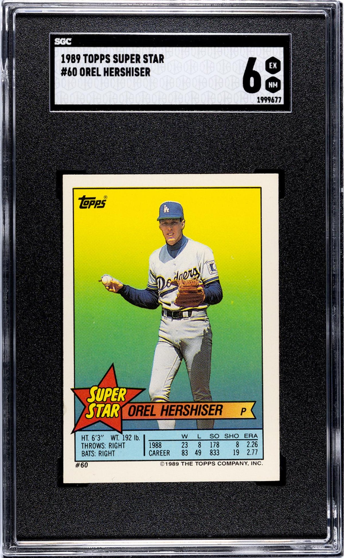 1989 Topps #60 Orel Hershiser Super Star SGC 6