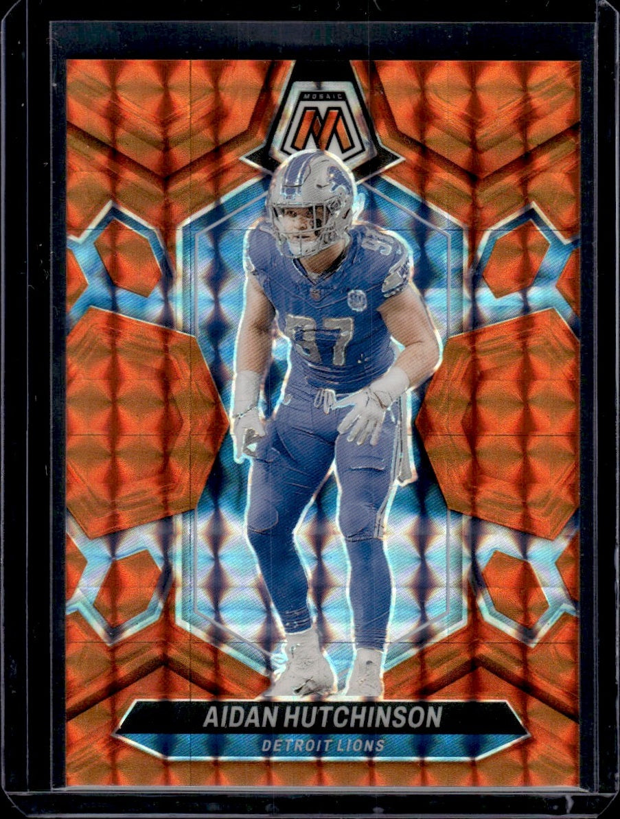 2024 Panini Prizm #76 Aidan Hutchinson Mosaic Orange /199 Detroit Lions