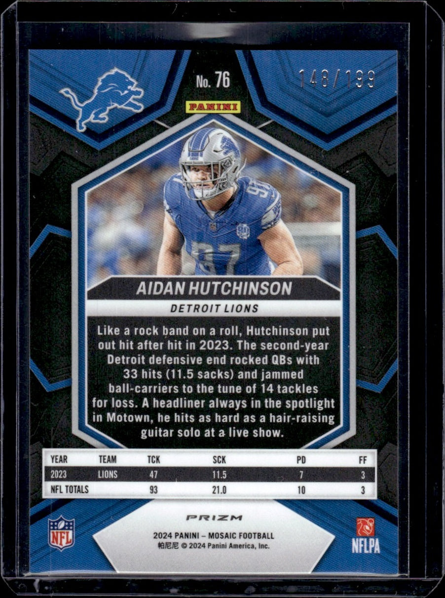 2024 Panini Prizm #76 Aidan Hutchinson Mosaic Orange /199 Detroit Lions