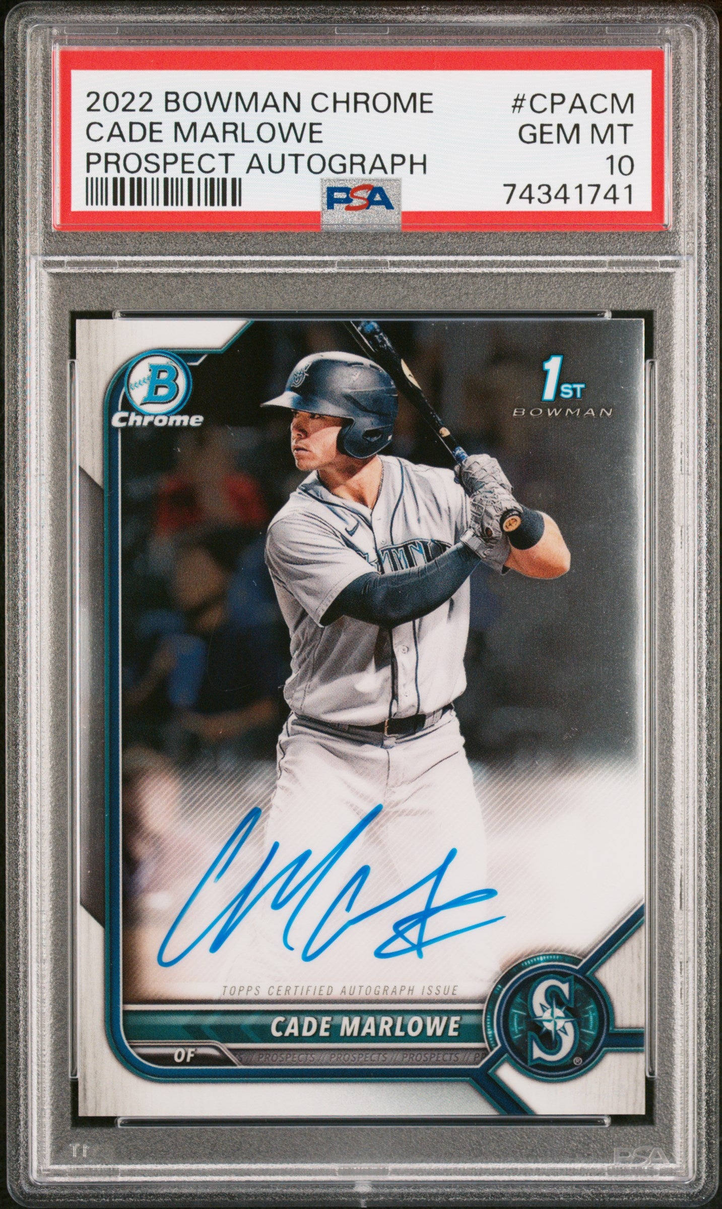 2022 Bowman Chrome #CPACM Prospect Autographs Cade Marlowe PSA 10