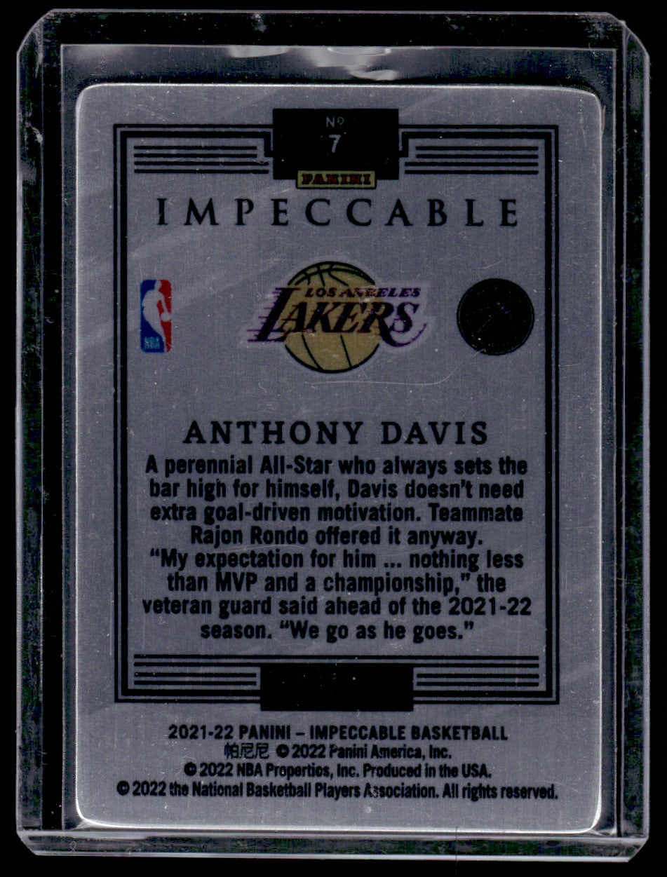2021 Panini Impeccable Stainless Stars Anthony Davis #7
