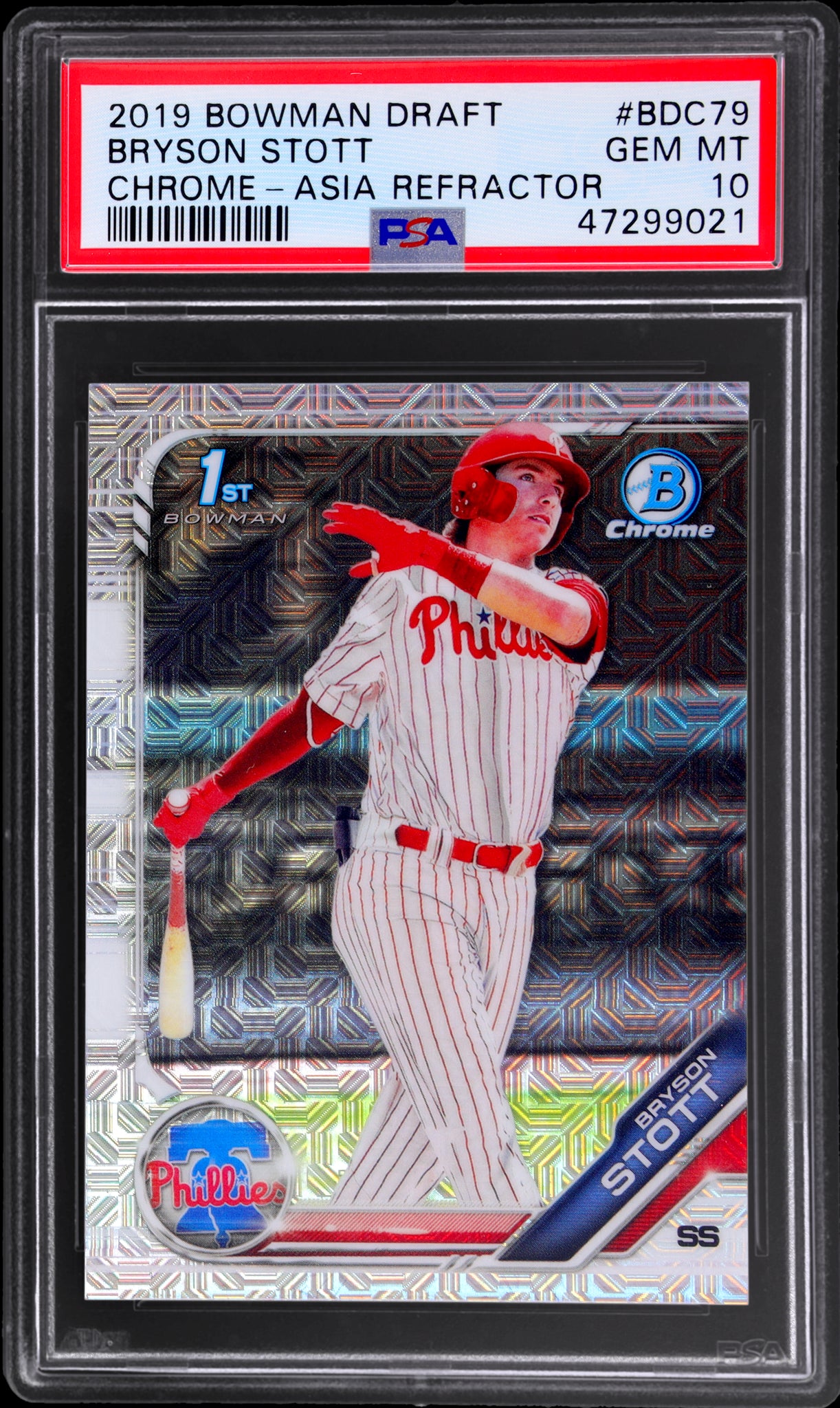 2019 Bowman Draft Chrome Asia Refractor Bryson Stott #BDC79 PSA 10