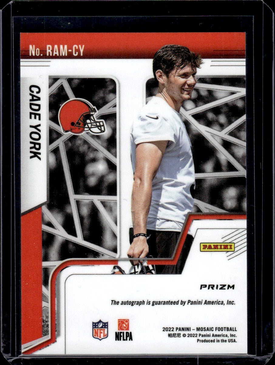 2022 Panini Mosaic #RAM-CY Cade York Autographs Prizm Rookie Cleveland Browns